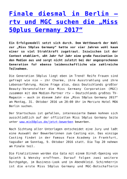 rtv und MGC suchen die „Miss 50plus Germany 2017“