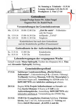 Veranstaltungen ab 11.9.2016 - Evangelische Gemeinde Salzburg