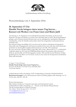 Konzert mit Werken von Franz Liszt und Marie Jaell am 10.09.2016