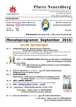 Monatsprogramm September - Pfarre Neuerdberg, Don Bosco