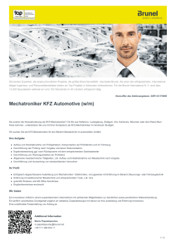 Mechatroniker KFZ Automotive Job in Filderstadt