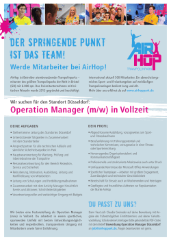 Operation Manager (m/w) in Vollzeit