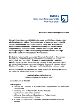 Hochschulfachdidaktiker/-in -Schwerpunkt Ingenieurwissenschaften