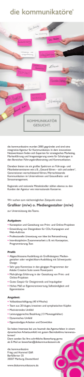 Grafiker (m/w) - die kommunikat&ouml;re