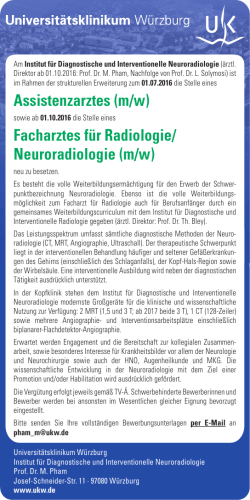 Assistenzarztes (m/w) Facharztes für Radiologie/ Neuroradiologie