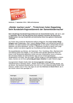 „Kleider machen Leute“ - Tirolerinnen holen Doppelsieg
