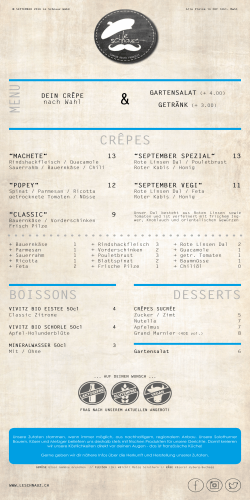 desserts crêpes boissons menu