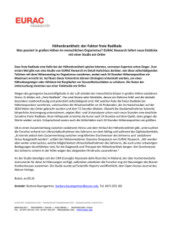 H&ouml;henkrankheit: der Faktor freie Radikale