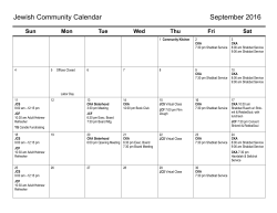 Calendar - Jewish Center and Federation of the Twin Tiers