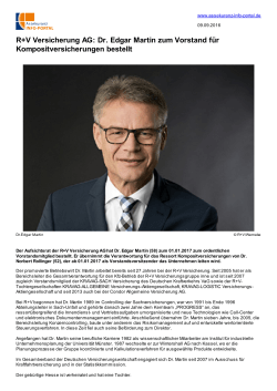 R+V Versicherung AG: Dr. Edgar Martin zum Vorstand für