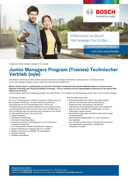 Junior Managers Program (Trainee) Technischer Vertrieb