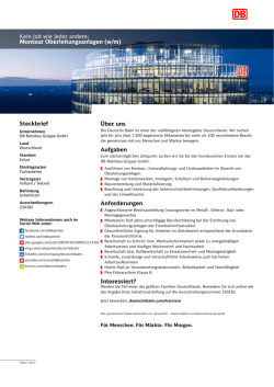 Monteur Oberleitungsanlagen (w/m) - Jobs bei der DB