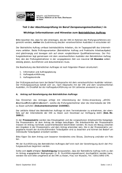 Hinweise zum Betrieblichen Auftrag