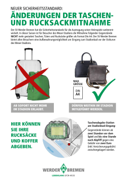 &auml;nderungen der taschen- und rucksackmitnahme