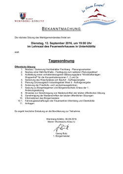Marktgemeinderatssitzung am 13.09.2016 - Markt Wernberg