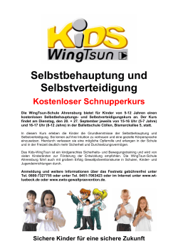 20. + 27. September Kostenloser - WingTsun