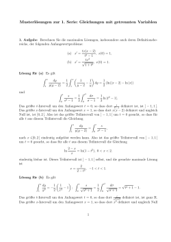 Musterlösungen zur 1. Serie: Gleichungen mit getrennten Variablen
