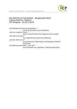 Die Wahrheit am Krankenbett - „Bringing Bad News“ Volkmar