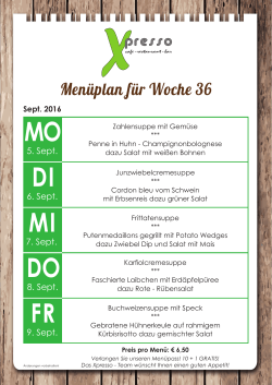 Menüplan der Woche