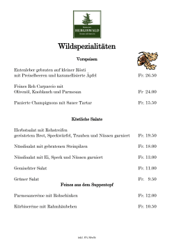 Wildkarte 2016 - Restaurant Hergiswald
