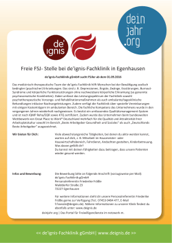 Freie FSJ- Stelle bei de`ignis-Fachklinik in Egenhausen