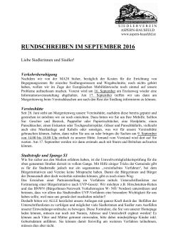 Rundschreiben September 2016 - Siedlerverein Aspern Hausfeld