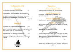 Im August/September 2016 Tagesmenu