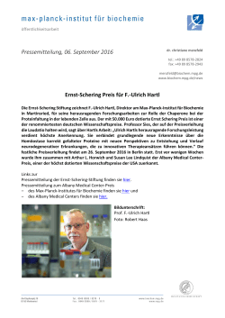 Pressemitteilung, 06. September 2016 Ernst