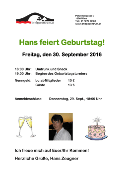 Hans Zeugners "Runder" - Geburtstagsturnier Fr