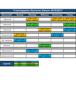 Trainingsplan Senioren Saison 2016/2017