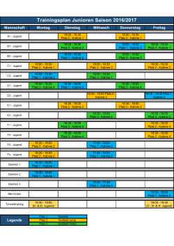 Trainingsplan Junioren Saison 2016/2017