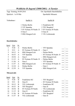 Spielpläne weibliche B-Jugend A