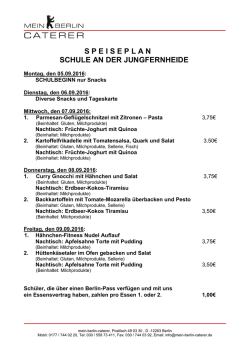 S P E I S E P L A N SCHULE AN DER JUNGFERNHEIDE