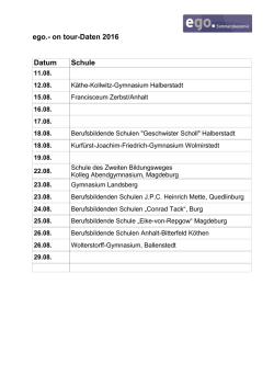 ego.- on tour-Daten 2016 Datum Schule