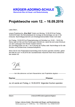 Projektwoche vom 12. – 16.09.2016 - Krüger-Adorno