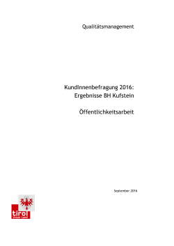 KundInnenbefragung 2016: Ergebnisse BH Kufstein