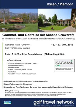Gourmet- und Golfreise mit Sabana Crowcroft Italien