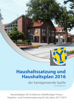 Haushaltsplan f&uuml;r die Samtgemeinde Spelle 2016