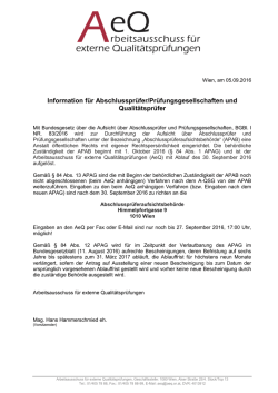 Information betreffend die Aufl&ouml;sung des AeQ