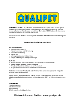 Weitere Infos und Stellen: www.qualipet.ch