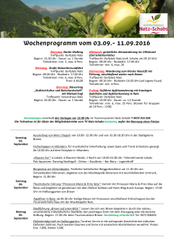 Wochenprogramm 03.09.