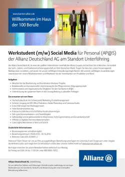 Werkstudent (m/w) Social Media für Personal (AP@S) der Allianz