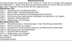 Bekanntmachung Am Donnerstag, 08. September