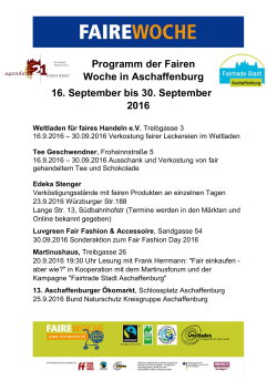 Programm der Fairen Woche in Aschaffenburg 16. September bis 30
