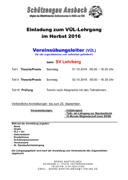 Einladung zum VÜL-Lehrgang im Herbst 2016
