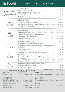 Wochenkarte - Delikatessen Franken