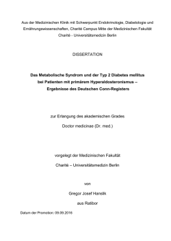 DISSERTATION Das Metabolische Syndrom und der Typ 2 Diabetes