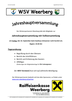 Jahreshauptversammlung mit Vollversammlung