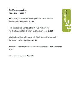 Die Wochengerichte - weilands wellfood