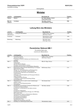 Geschäftsverteilungsplan Finanzministerium NRW